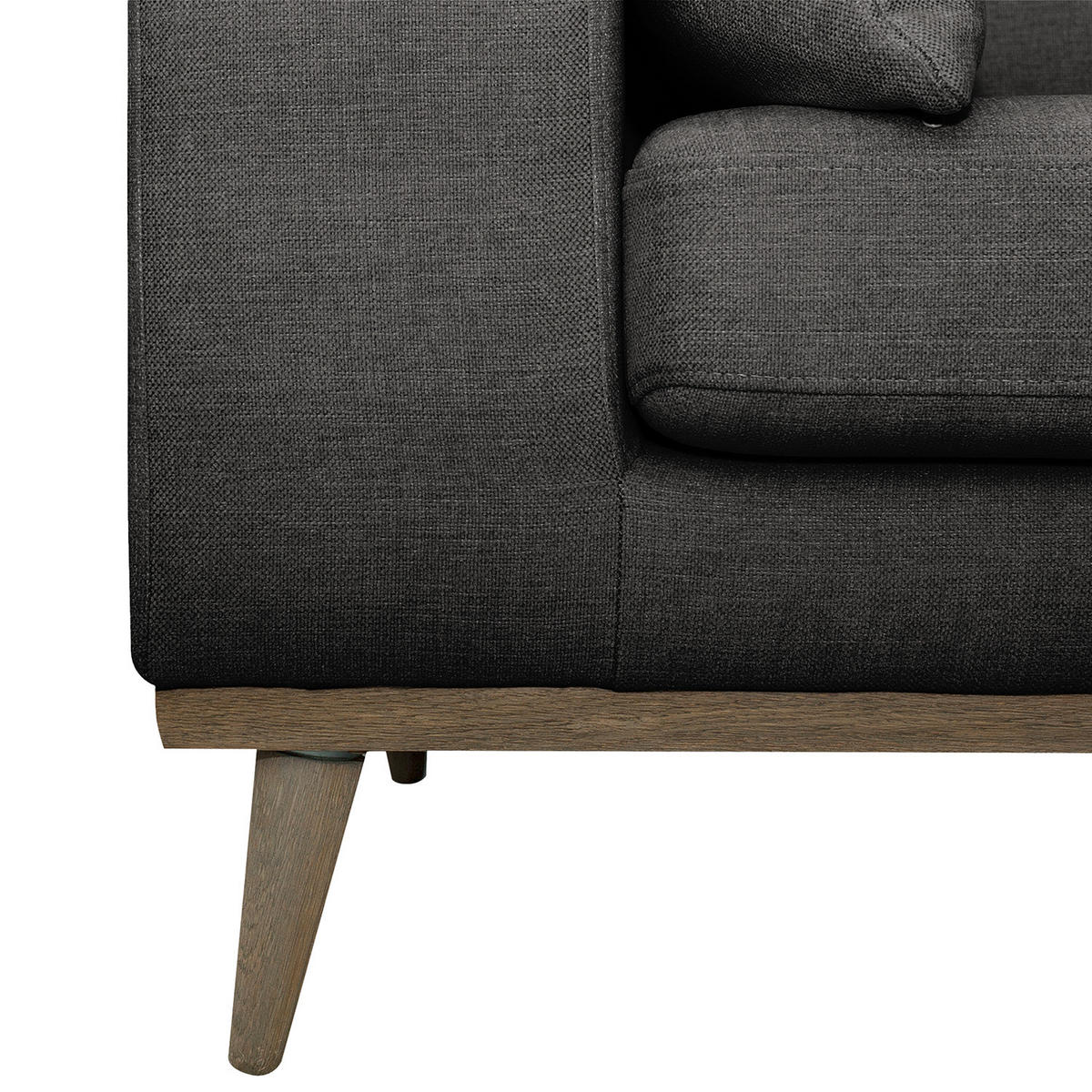 ECKSOFA mit Longchair - Eichefarben/Schwarz, Eichenholz/Textil (281/153cm) - home24