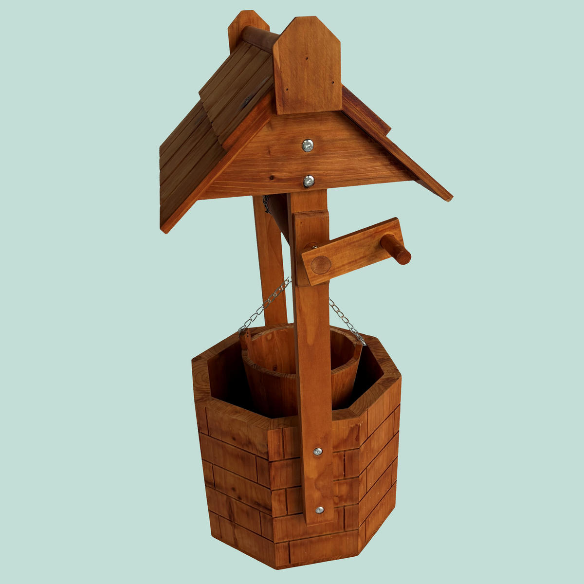 ZIERBRUNNEN - Orange, Holz/Metall (31/43/75cm) - Relaxdays