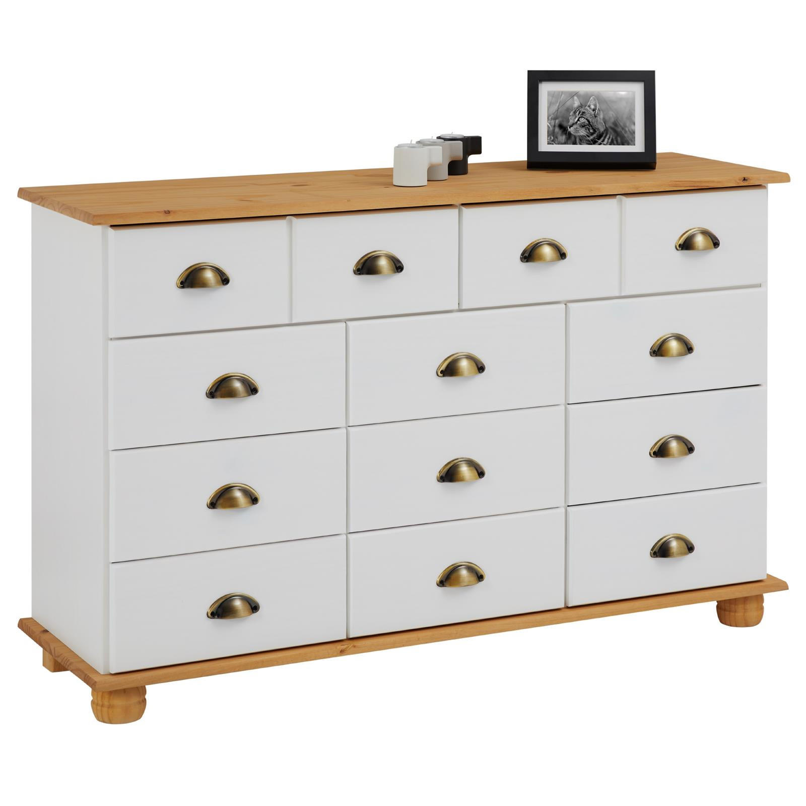 APOTHEKERKOMMODE COLMAR - Weiß/Braun, Holz (117/73/35cm) - IDIMEX