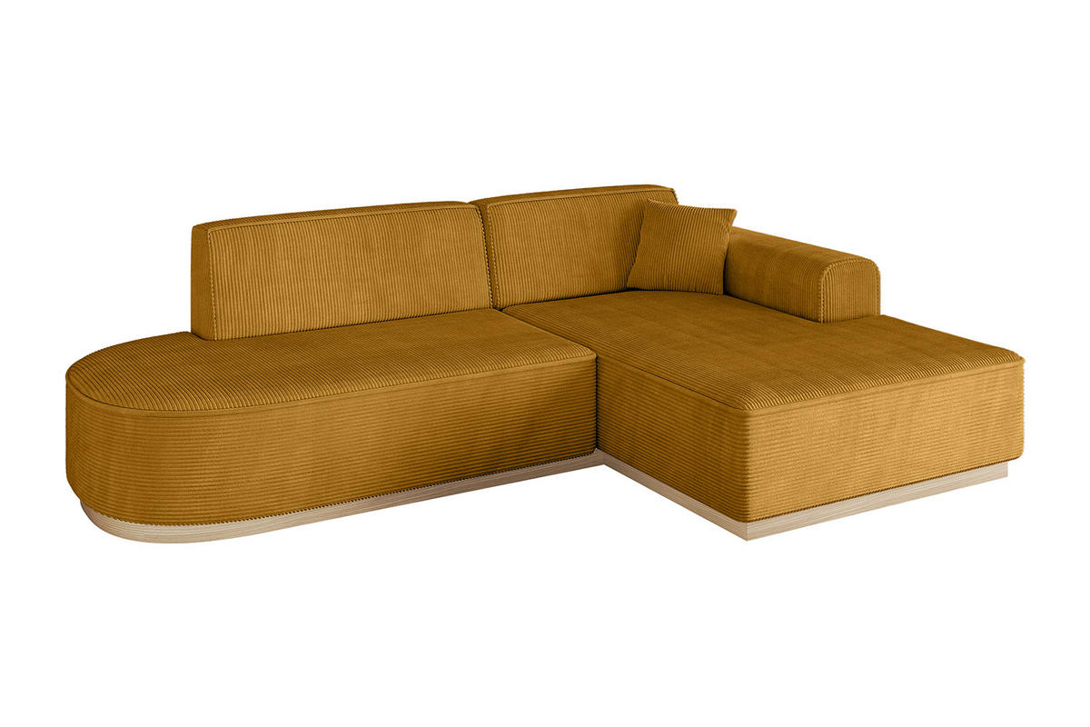 ECKSOFA Ottomane Rechts IREA-L1 - 232x165x80 cm Senfgelb - Grün, Holzwerkstoff/Textil (232/165cm) - ALTDECOR