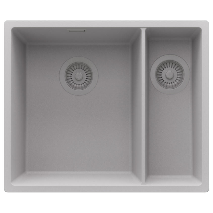 UNTERBAUSPÜLE GRANIT London Duo, 2-er set Grau 56/47 cm 1,5 Becken + Ablauf-Set ab 60er Unterschrank - Grau, Kunststoff (56/20/47cm) - Primagran