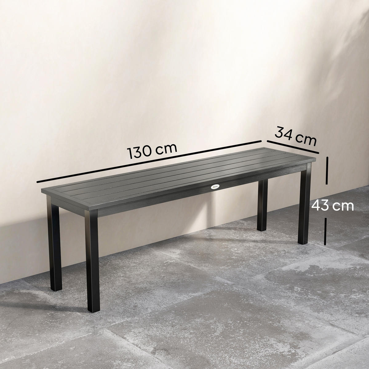 GARTENBANK DE-17789 2-Sitzer mit Holzoptik-Lattenrost Grau - Grau, Metall (130/43/34cm) - ComfortXL