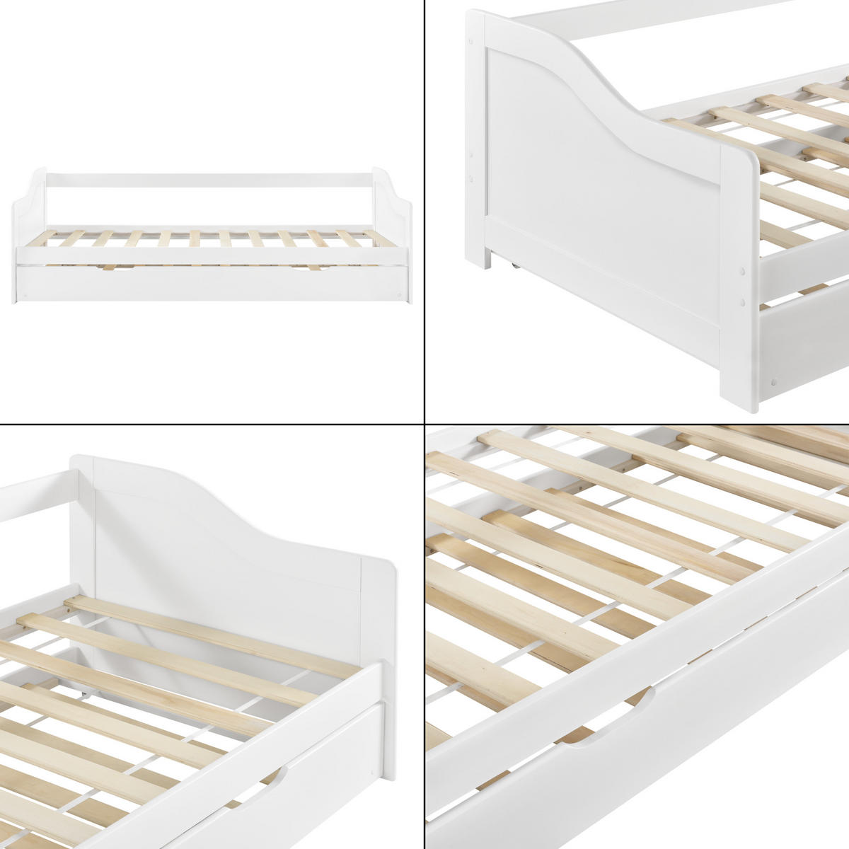 SOFABETT - Weiß, Holz (90/200cm) - [en.casa]