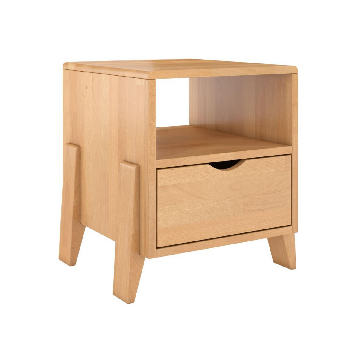 MASSIVHOLZNACHTTISCH Gdynia mit Schublade und Regalböde, Buche - lackiert, Naturfarben - Buchefarben, Holz/Buchenholz (45/51/35cm) - Visby