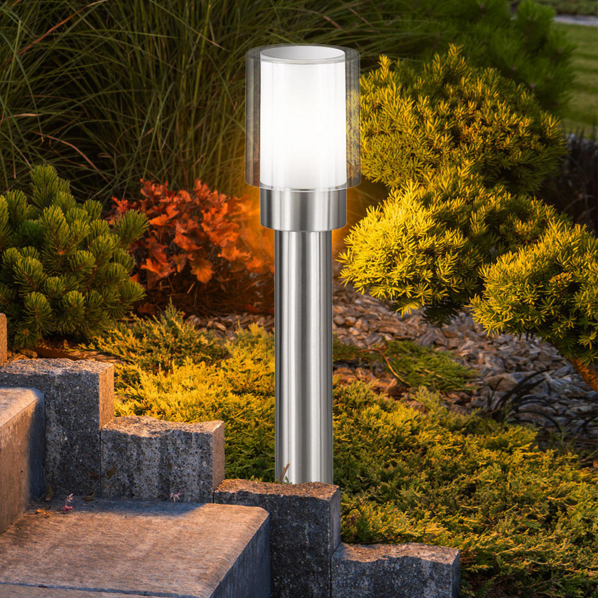LED STEHLEUCHTE Edelstahl Silber Weiß - Silberfarben, Metall (12/12/50cm) - Wofi