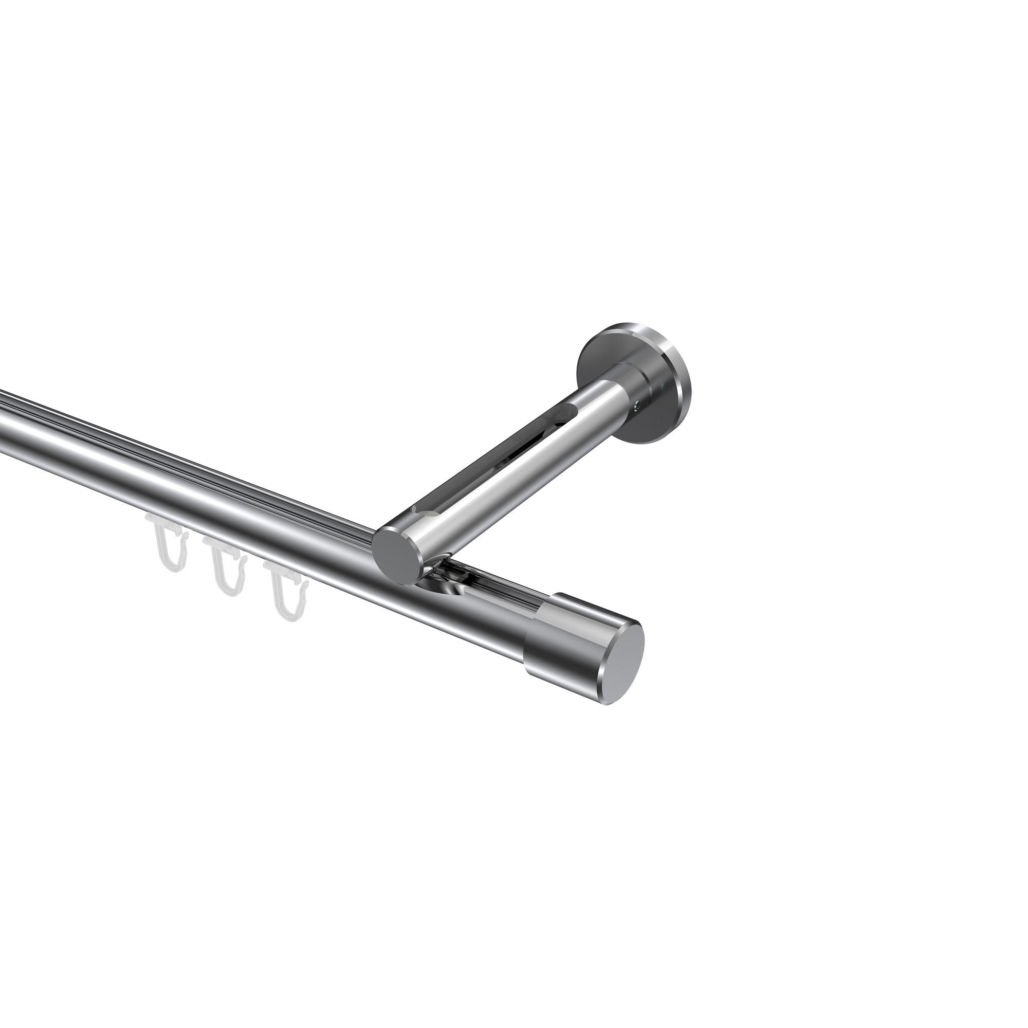 INNENLAUF-GARDINENSTANGEN-SET Siteno Santo 520 cm (geteilt in 4 x 130 cm), 1-läufig, 20 mm Ø Chrom - Chromfarben, Metall (520cm) - INTERDECO