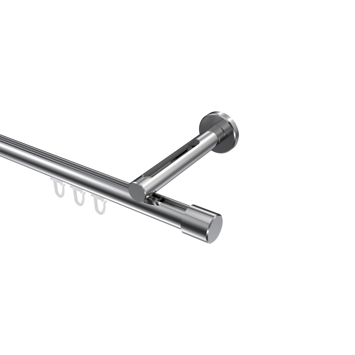 INNENLAUF-GARDINENSTANGEN-SET Siteno Santo 260 cm (geteilt in 2 x 130 cm), 1-läufig, 20 mm Ø Chrom - Chromfarben, Metall (260cm) - INTERDECO