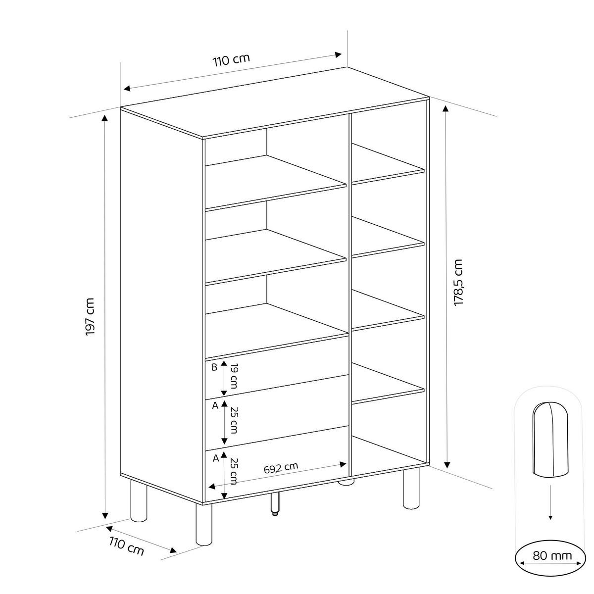 BÜCHERREGAL SENA 110 cm Eiche Bookmatch - Eichefarben, Holz/Holzwerkstoff (110/197/55cm) - Idohome
