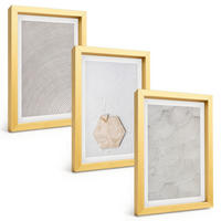 BILDER SET 3er Set - 20x30 cm Goldrahmen - Leichte Boho-Sandtexturen - Goldfarben, Kunststoff (20/30cm) - TULUP