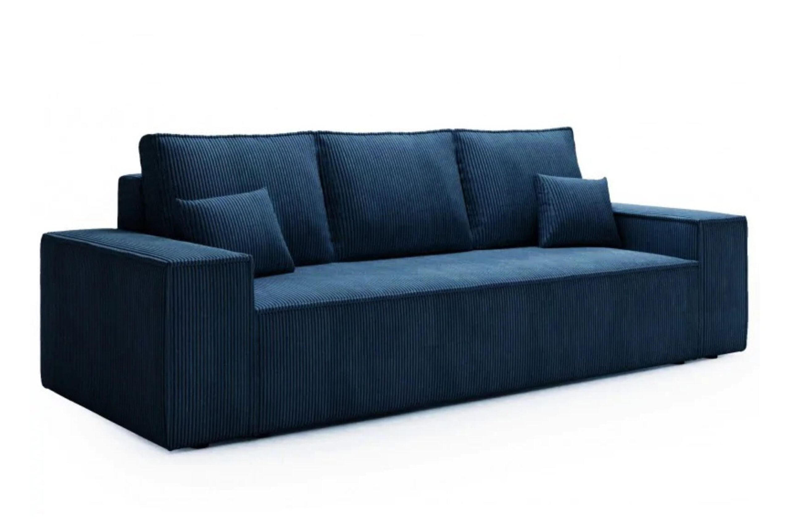 SCHLAFSOFA AGA, Sofa mit Schlaffunktion und Bettkasten, Farbe: Blau, Cordstoff - Blau, Textil (256/94/97cm) - Sepro Meble