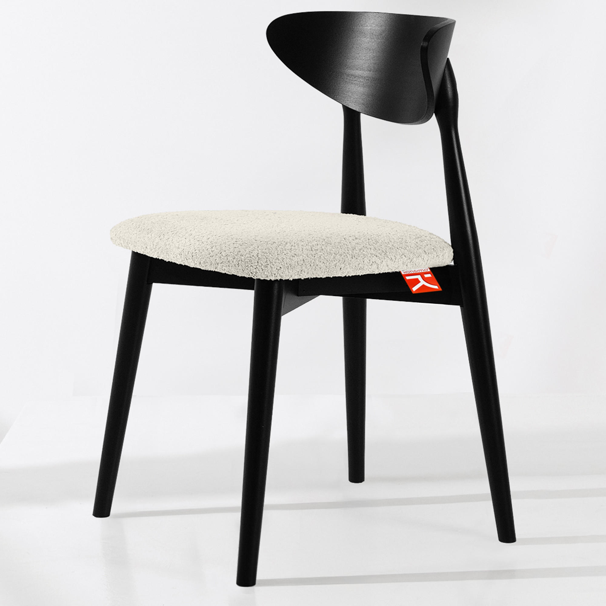 HOLZSTUHL RABI Küchenstuhl, 2-er Stuhl, Bouclé - Schwarz/Weiß, Holz/Textil (47/79/45cm) - KONSIMO®