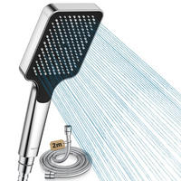 DUSCHKOPF mit Schlauch 2M Hochdruck Regendusche Wassersparend Silber - Silberfarben, Metall (19/12.7/28.5cm)
