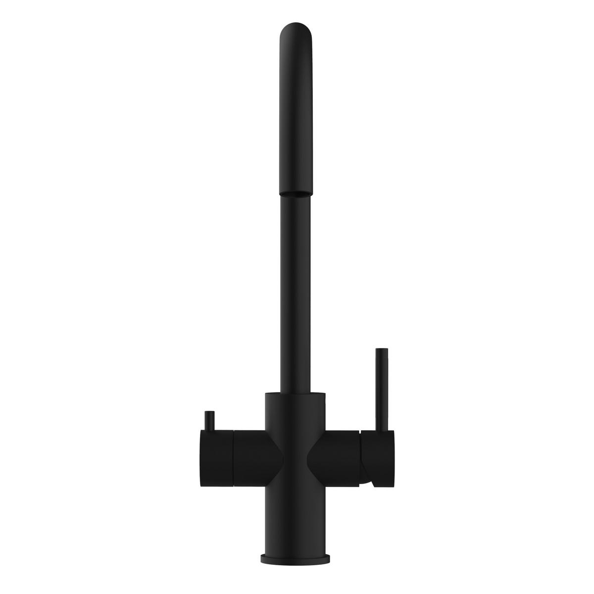 5-WEGE-KÜCHENARMATUR, Edelstahl Massiv aus Chirurgenstahl, PVD Schwarz Matt, 360° schwenkbar - Schwarz, Metall (23/38.6/23cm) - VIZIO