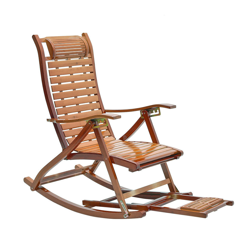 GARTENSCHAUKELSTUHL Relaxsesselaus aus Bambus Stahl in Braun für Garten Balkon klappbar verstellbar 47 x 95 x 72-108 cm Belastbarkeit 150 kg - Braun, Metall (47/108/95cm) - Livingandhome