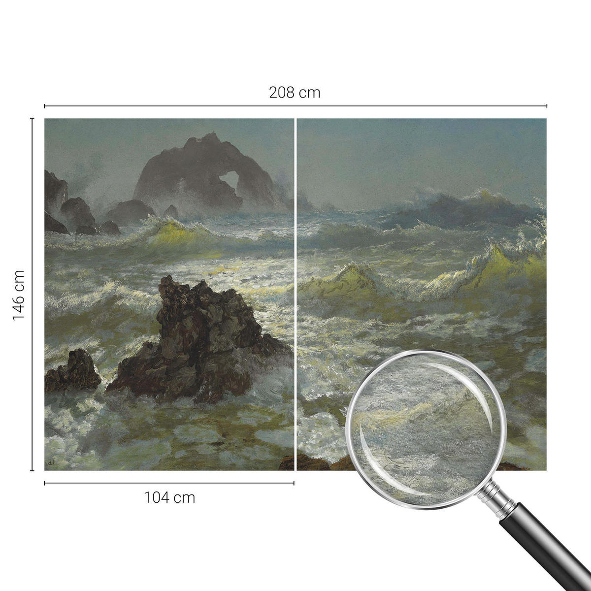 FOTOTAPETE 208x146 cm - Stürmische See - Grau, Textil (208/146cm) - Wallfluent