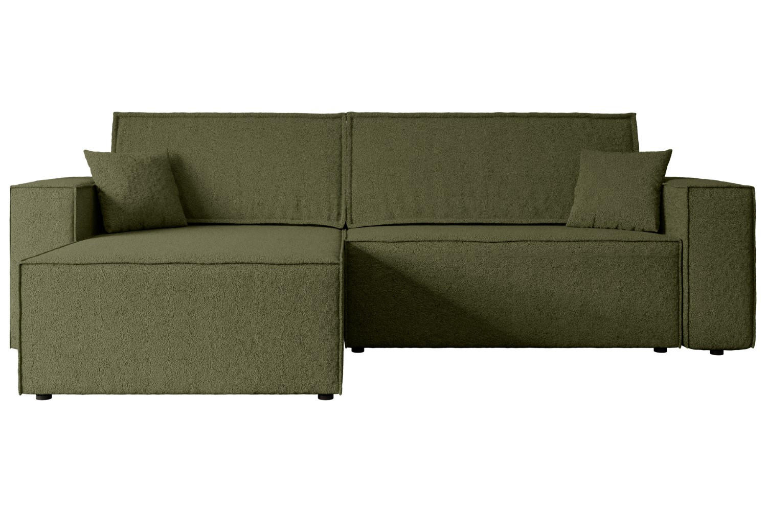 ECKSOFA mit Schlaffunktion und Bettkasten CELTIC-XL - 277x143x83 cm Grün Bouclé - Schwarz/Grün, Holzwerkstoff/Kunststoff (277/143cm) - ALTDECOR
