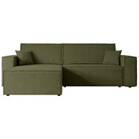 ECKSOFA mit Schlaffunktion und Bettkasten CELTIC-XL - 277x143x83 cm Grün Bouclé - Schwarz/Grün, Holzwerkstoff/Kunststoff (277/143cm) - ALTDECOR