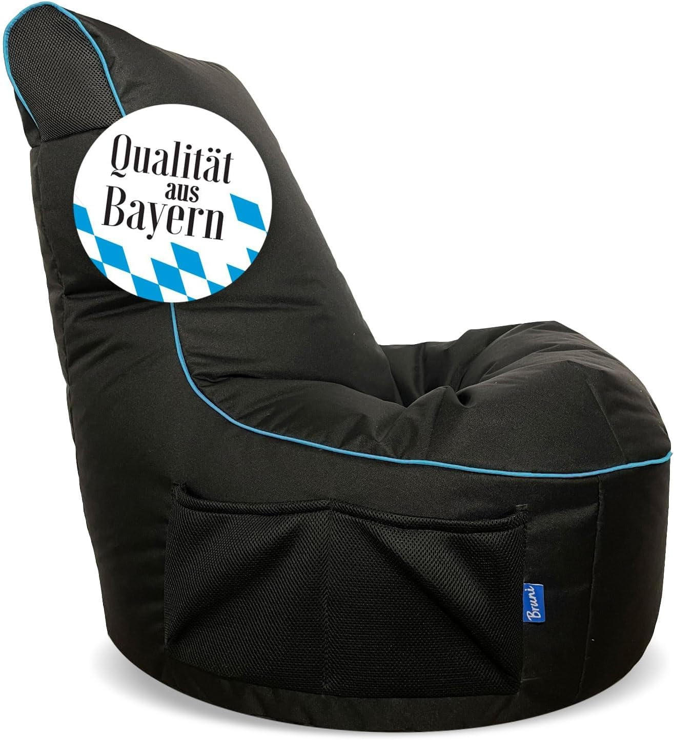 GAMING SITZSACK Cockpit, schwarz 'Blue Edition' - Schwarz, Textil (60/59.5/106.5cm) - Bruni