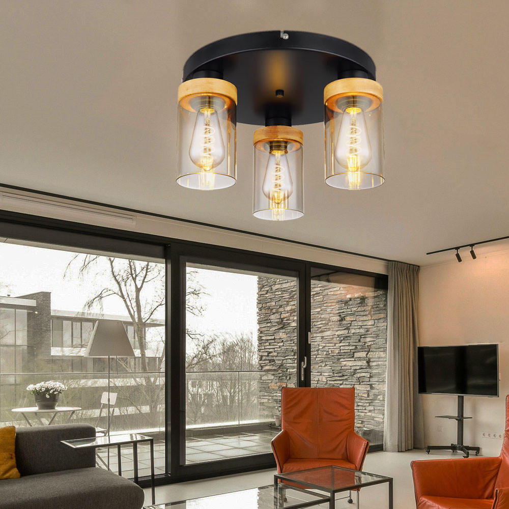 Thumbnail - Led, Schwarz, Holz, 39x21x39 cm, Lampen & Leuchten, Innenbeleuchtung, Deckenleuchten