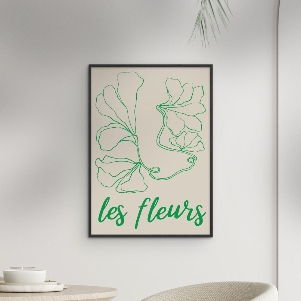 POSTER mit Rahmen Affordable Art Prints - Abstract Fleurs - Schwarz/Grün, Holz/Papier (70/100cm) - Poster&Frame