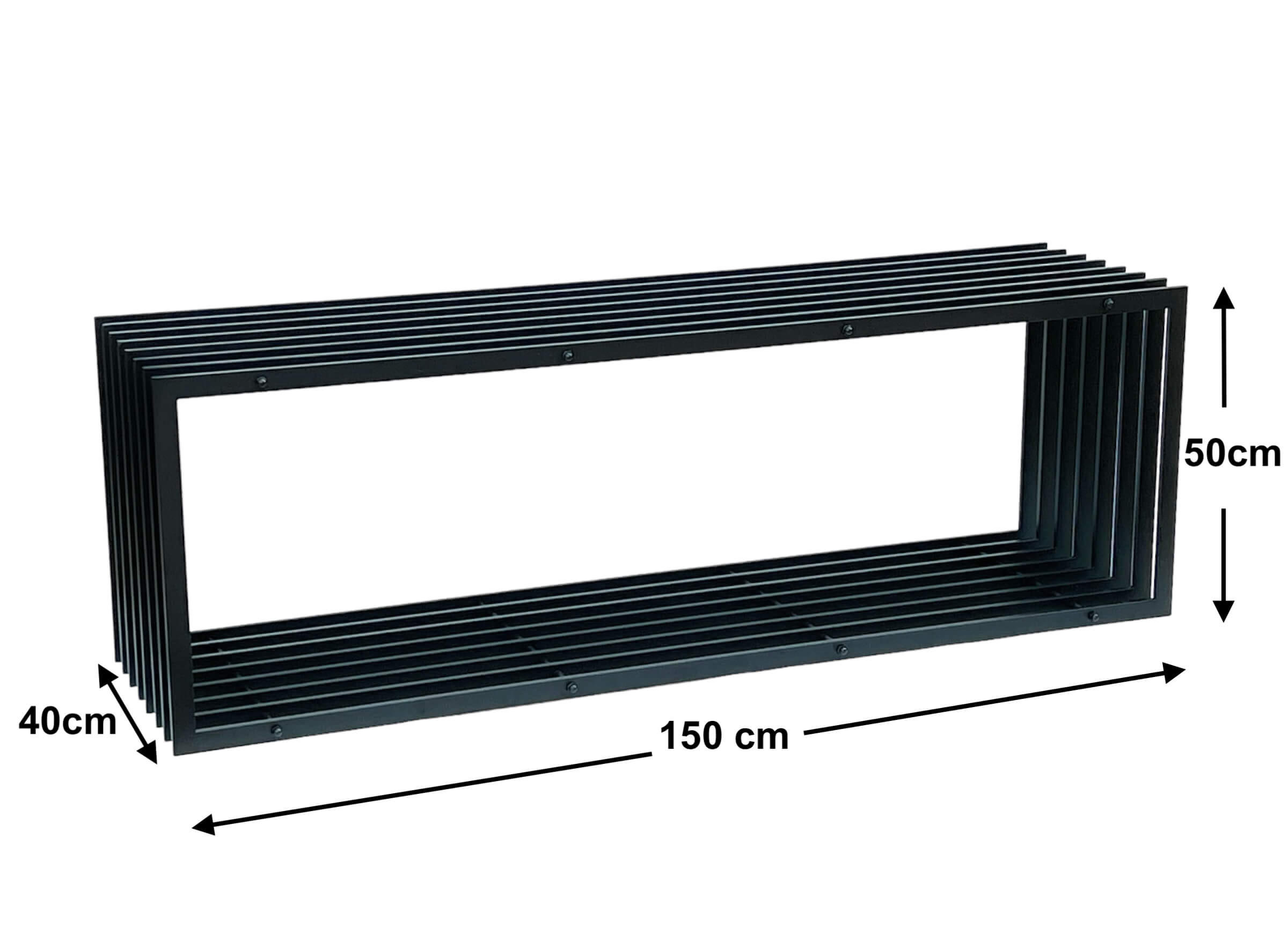 KAMINHOLZREGAL Metall Schwarz 150 cm 96430 - Schwarz, Metall (50/150/40cm) - DanDiBo