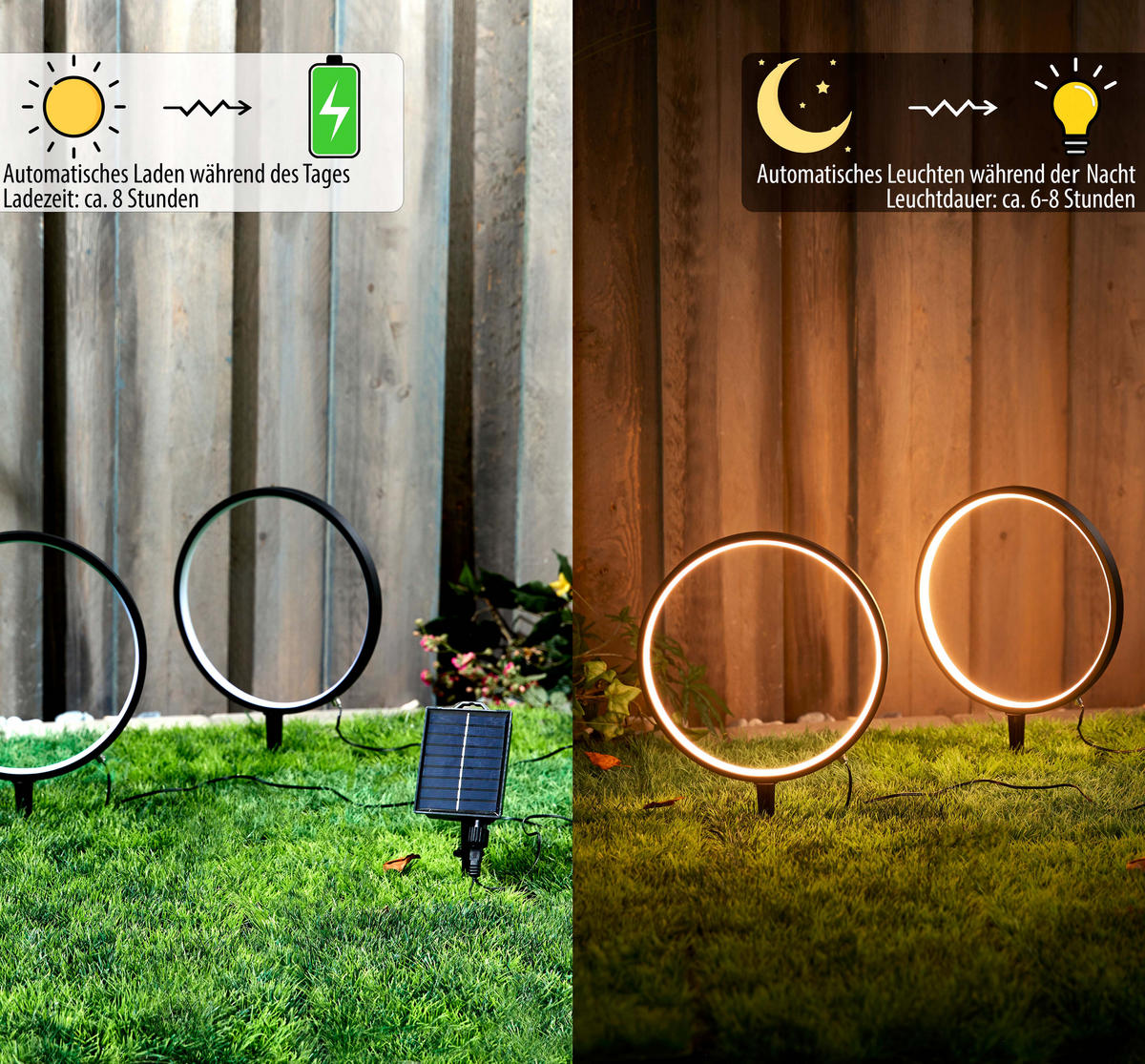 SOLAR-LED-GARTENSTECKER - warmweiß mit Dämmerungssensor und wetterfestem Design für stimmungsvolle Außenbeleuchtung - Weiß, Kunststoff (1.7/25.5/41cm) - Northpoint