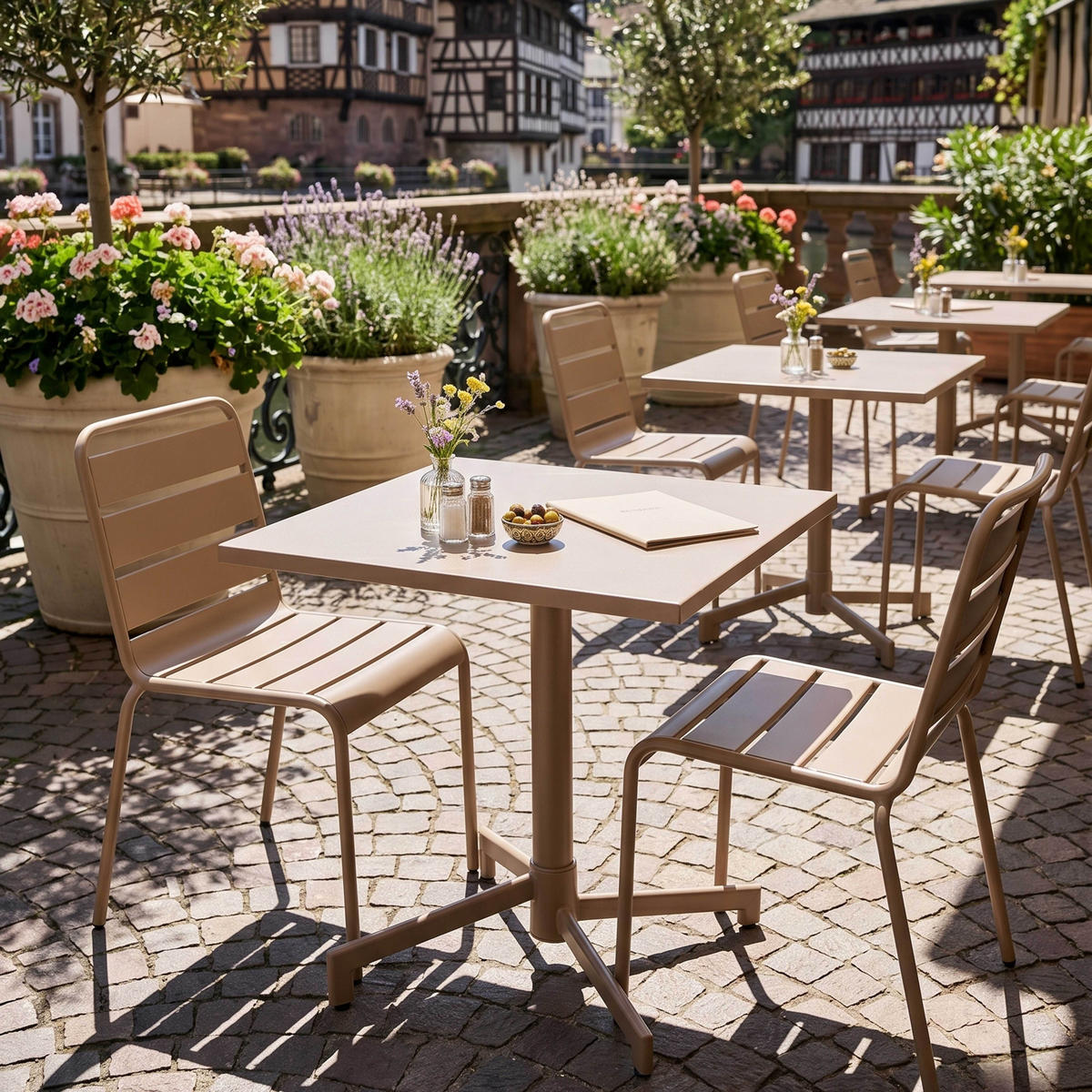 GARTENSET 3-tlg., Taupe - Taupe, Metall - Oviala