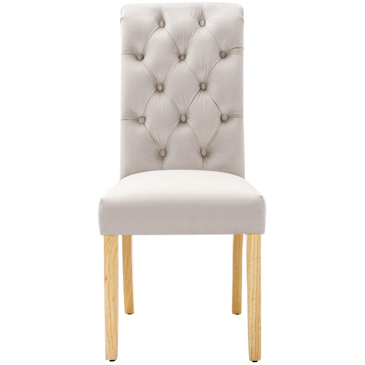 ESSZIMMERSTUHL 2er-Set Samt Beige mit Eichenbeinen - Beige, Holz (43/100/63cm) - Meubliv