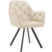 ARMLEHNSTUHL Samt Drehbarer Lucia 58 x 58 x 87 cm creme - Creme, Kunststoff (58/87/58cm) - tectake
