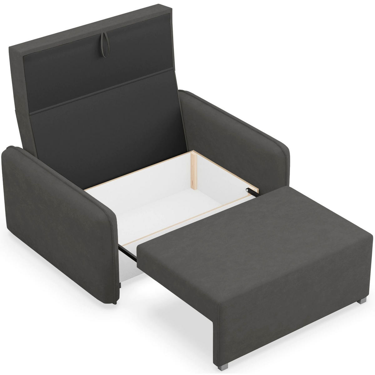 2-SITZER SCHLAFSOFA Duelia Graphitgrau, hydrophobe Chenille - Schwarz, Textil/Metall (144/85/124cm) - Selsey