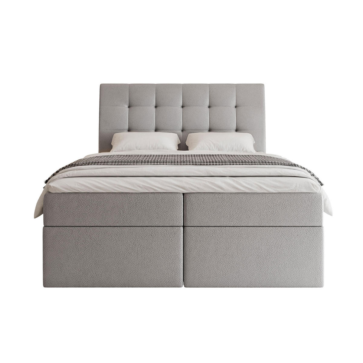 BOXBETT 200x200 cm mit Topper - Grau, Textil (200/200cm) - Idohome