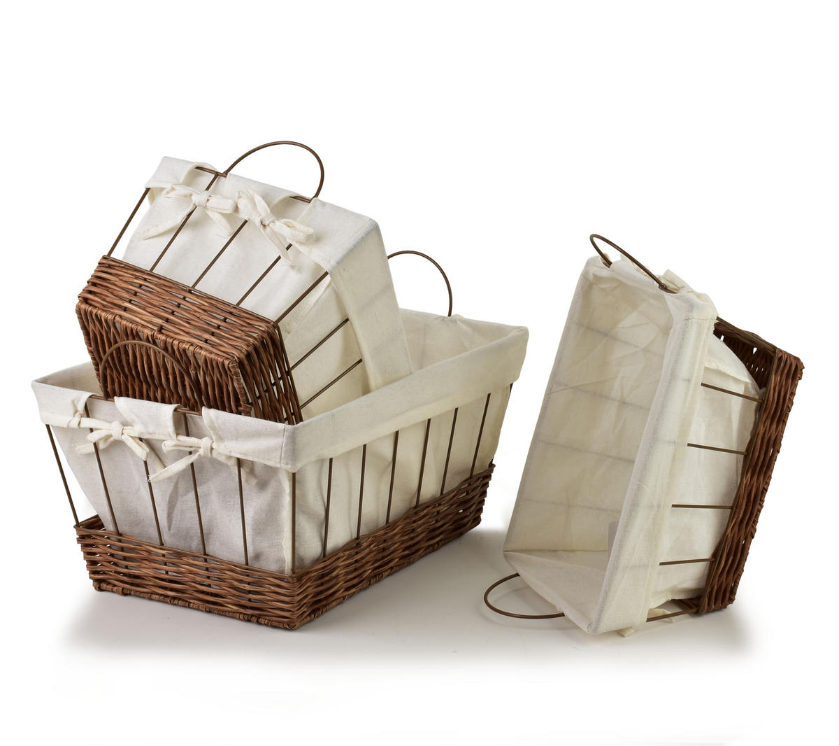 BROTKORB Will 3er Set Braun 40x30x20 cm Metall - Braun, Metall (30/20/40cm) - Mondex