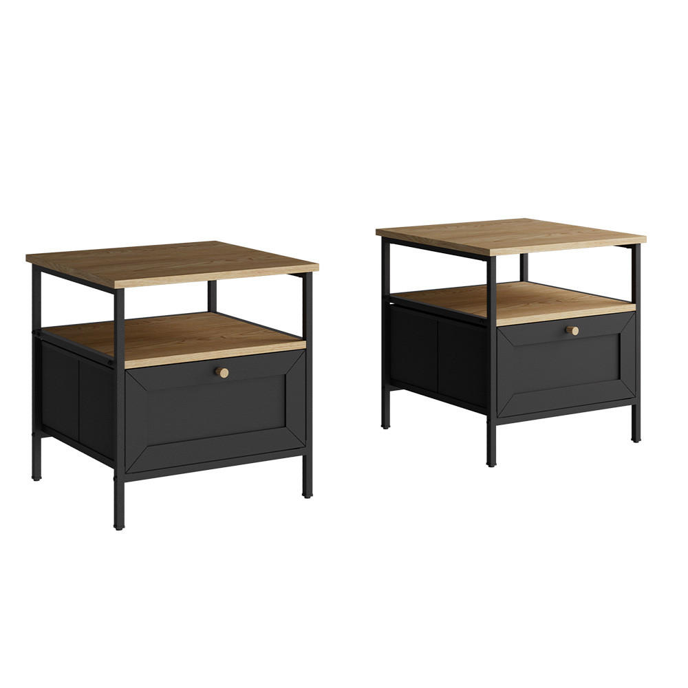 NACHTTISCH Lunis Schwarz 45 x 47 cm 2er Set - Schwarz, Holzwerkstoff (45/47/45cm) - Vicco