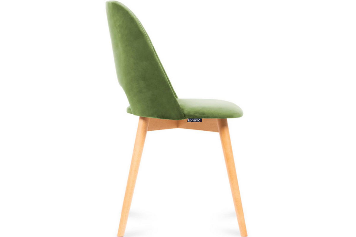ESSZIMMERSTUHLE TINO 2-tlg Velours-Sitz, Oliv - Eichefarben/Olivgrün, Holz/Textil (48/86/44cm) - KONSIMO®