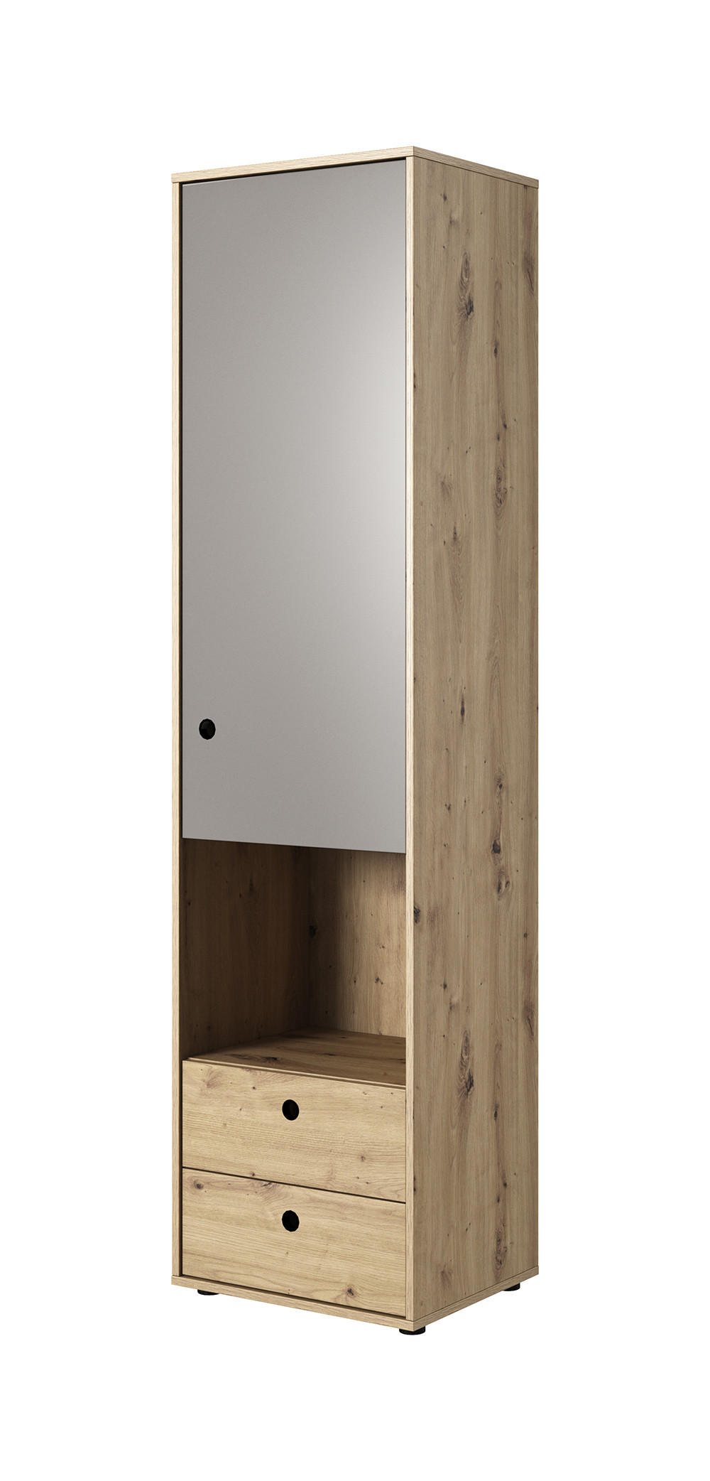 STAURAUMSCHRANK Kuki Bernstein Eiche / platingrau 50 / 40 / 193 cm - Braun/Grau, Holz/Holzwerkstoff (50/193/40cm) - Feldmann-Wohnen