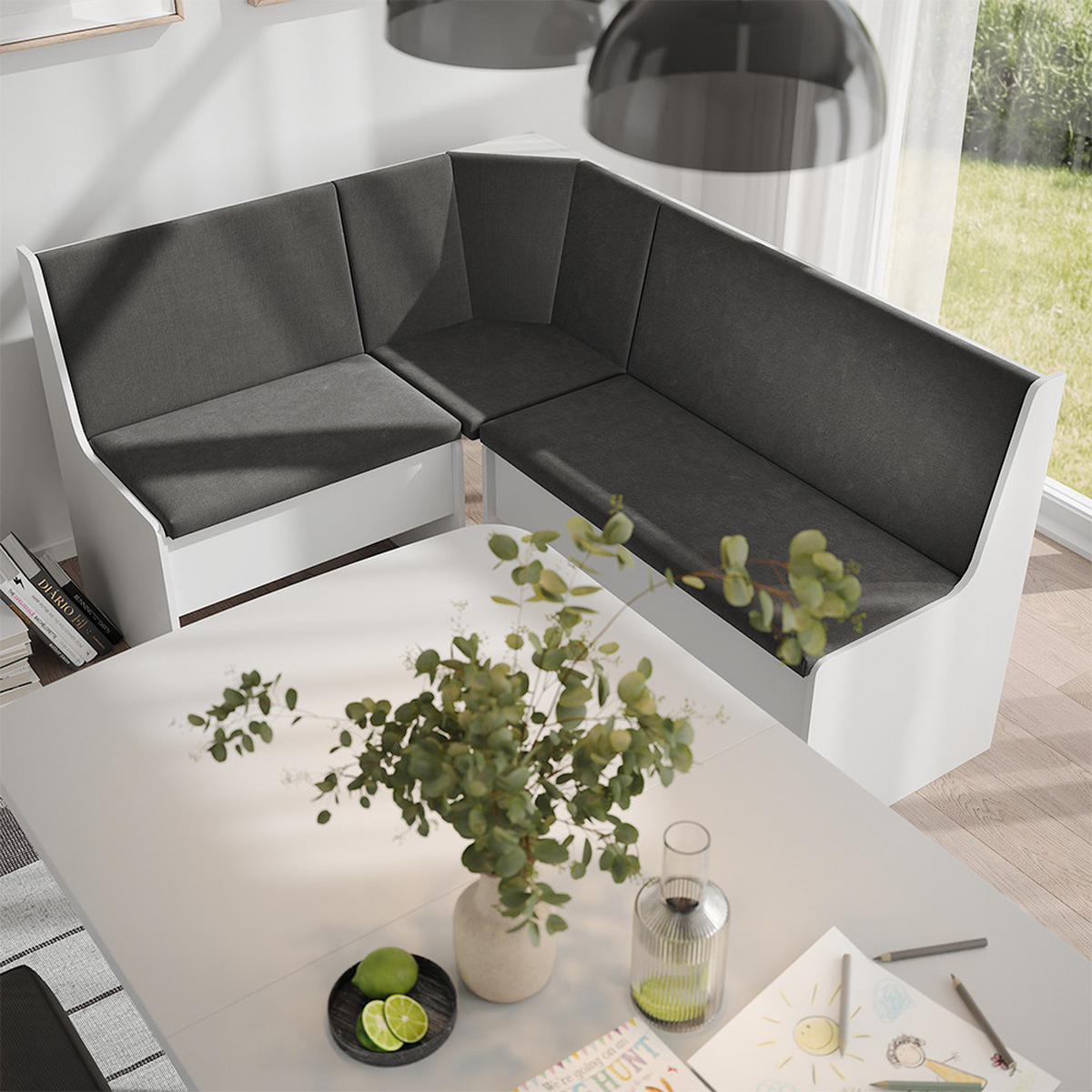 ESSZIMMER-ECKBANK Ramon Weiß 150 x 51 cm mit Stauraum - Weiß, Holzwerkstoff (150/80.5/51cm) - Vicco