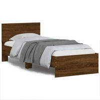 BETTGESTELL Ohne Matratze Mit Kopfteil Braun Eiche 90/200 Cm - Braun, Holzwerkstoff (90/200cm) - vidaXL