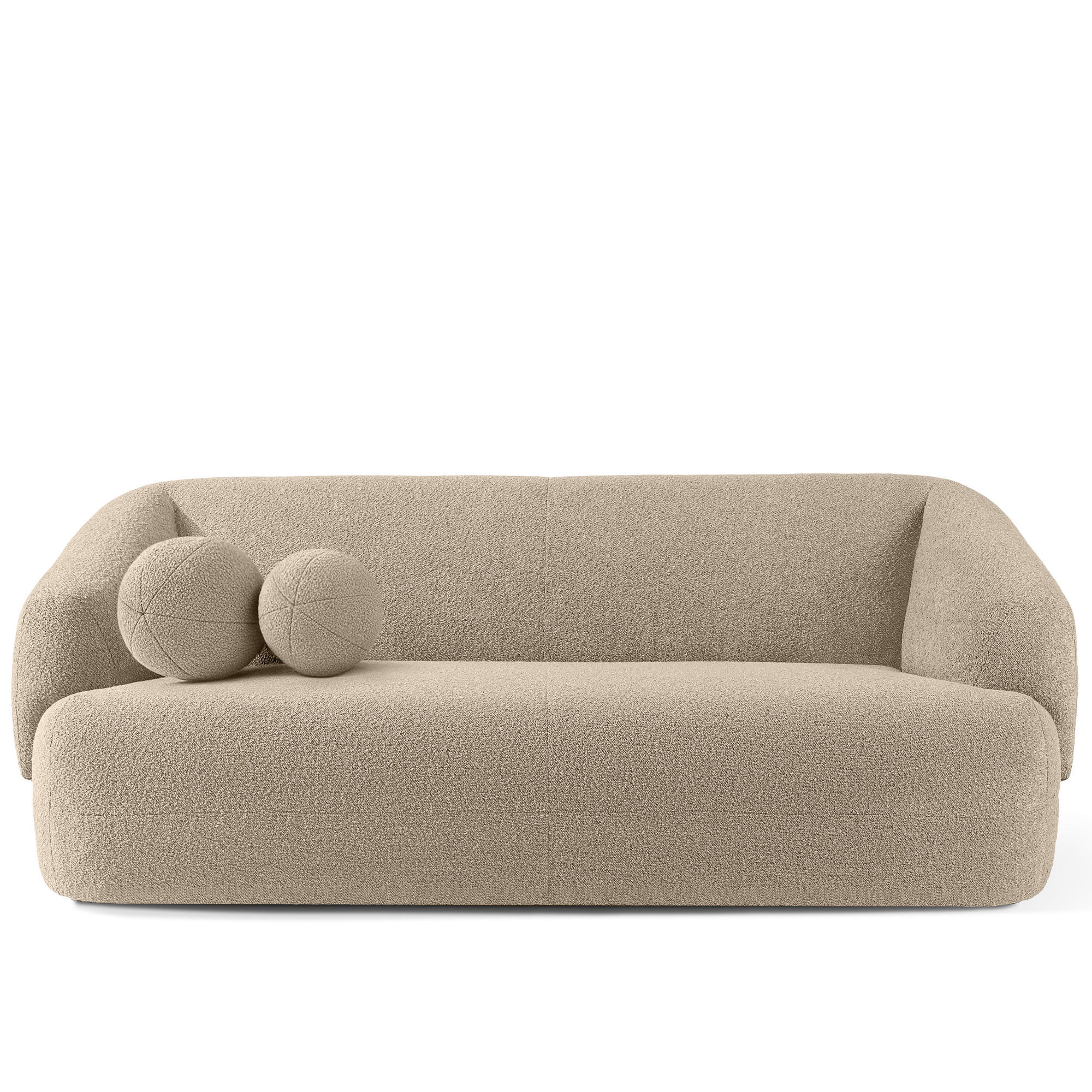 EINZELSOFA VIRA, Hellbeige, Bouclé - Hellbraun/Schwarz, Holz/Holzwerkstoff (210/84/100cm) - KONSIMO®