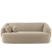 EINZELSOFA VIRA, Hellbeige, Bouclé - Hellbraun/Schwarz, Holz/Holzwerkstoff (210/84/100cm) - KONSIMO®