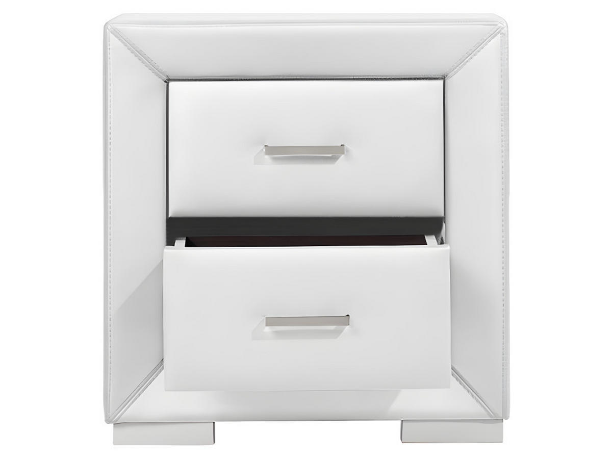 NACHTTISCH mit 2 Schubladen - Kunstleder - Weiß - CAPITOLE - Weiß, Leder (43/54.5/51.5cm) - Vente-Unique