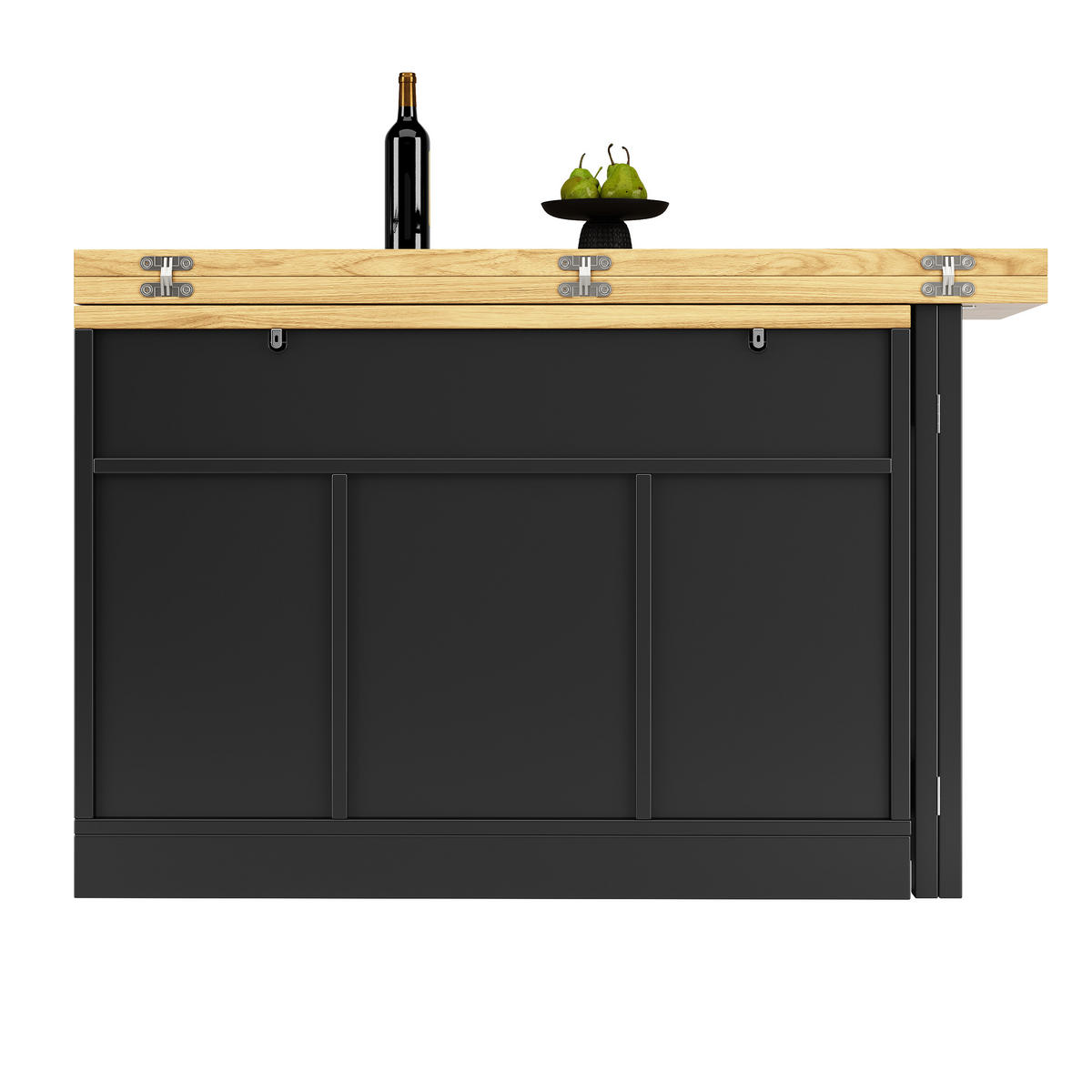 KÜCHENINSEL DE-38578 ausziehbar 120-197 cm 360° drehbar Eichenoptik - Schwarz, Holzwerkstoff (120/72/40cm) - ComfortXL