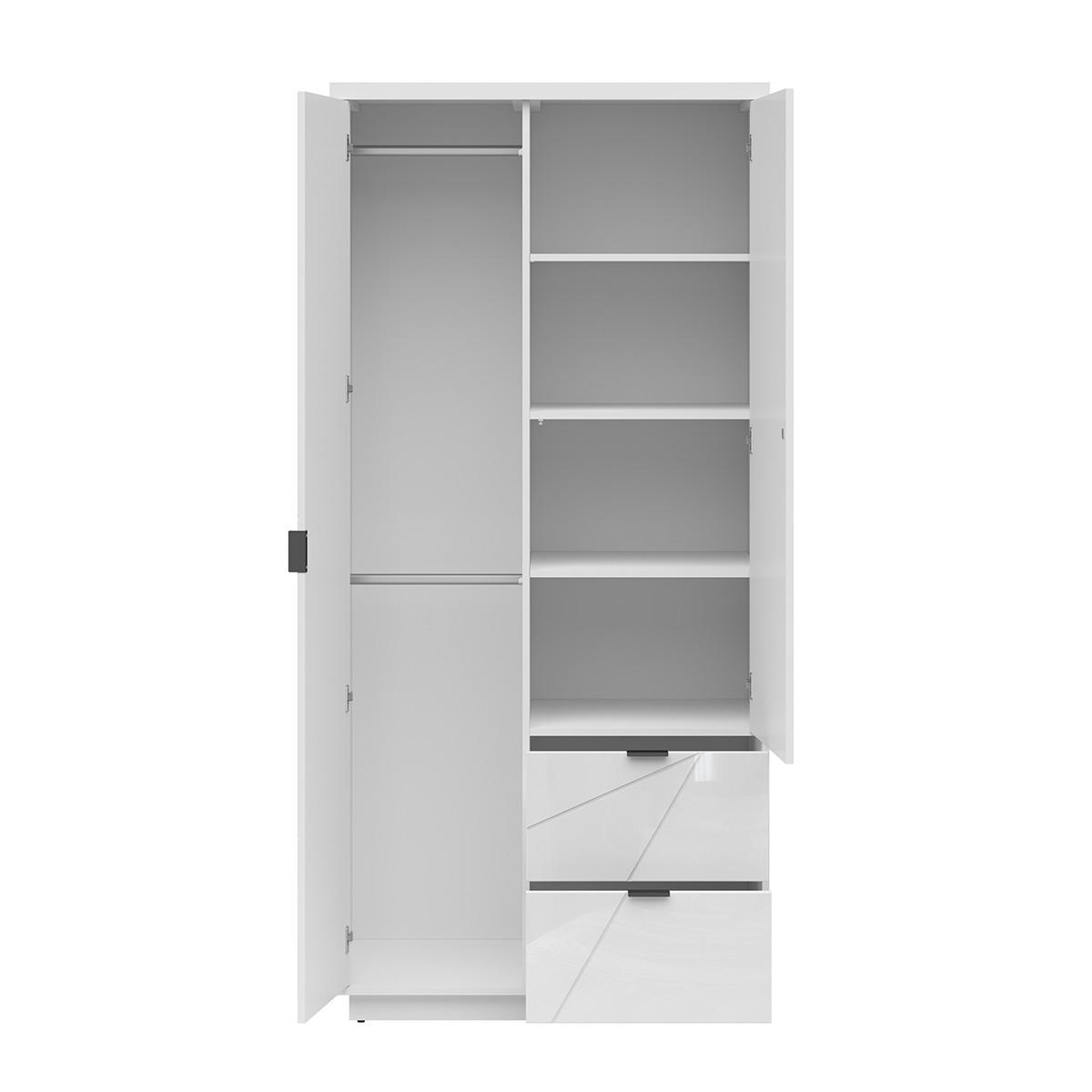 SCHRANK 2 Türen Sven Weiß - Weiß Hochglanz, Holzwerkstoff (94/201/57cm) - Petits-meubles