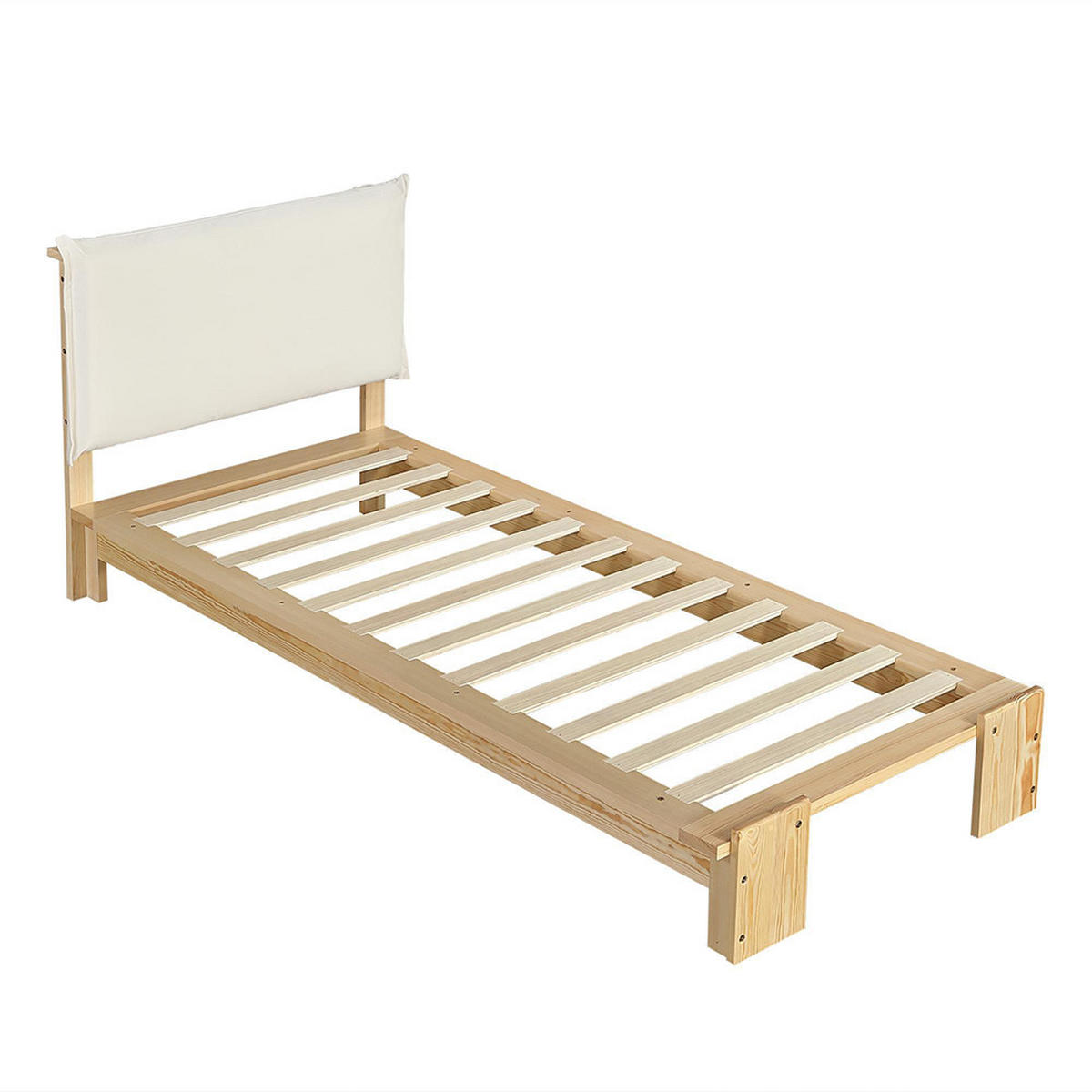 JEDNOKREVETNA POSTELJA 90x200 cm u prirodnoj boji sa širim nogama - prirodne boje, drvo (90/206cm) - KOMHTOM