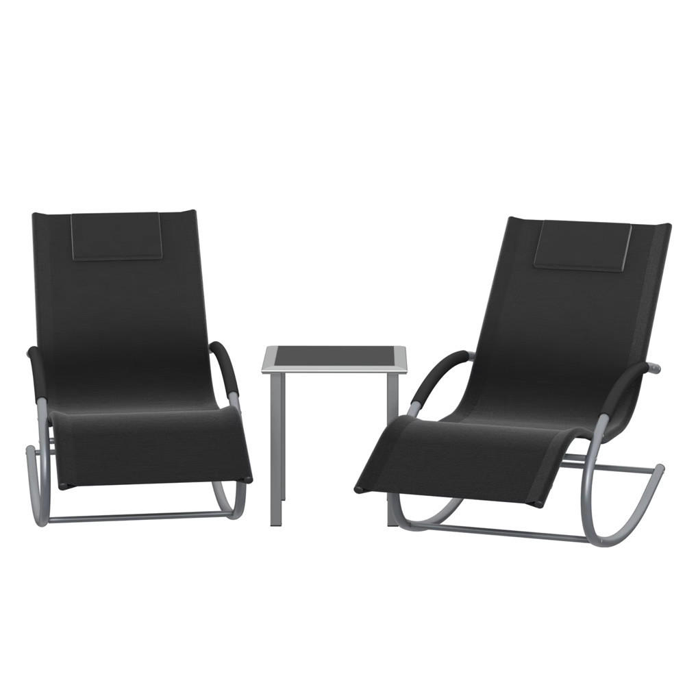 GARTENSTUHL SET 3-TLG Schaukel mit Beistelltisch - Schwarz, Metall (60/85/150cm) - Kaket