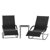 GARTENSTUHL SET 3-TLG Schaukel mit Beistelltisch - Schwarz, Metall (60/85/150cm) - Kaket