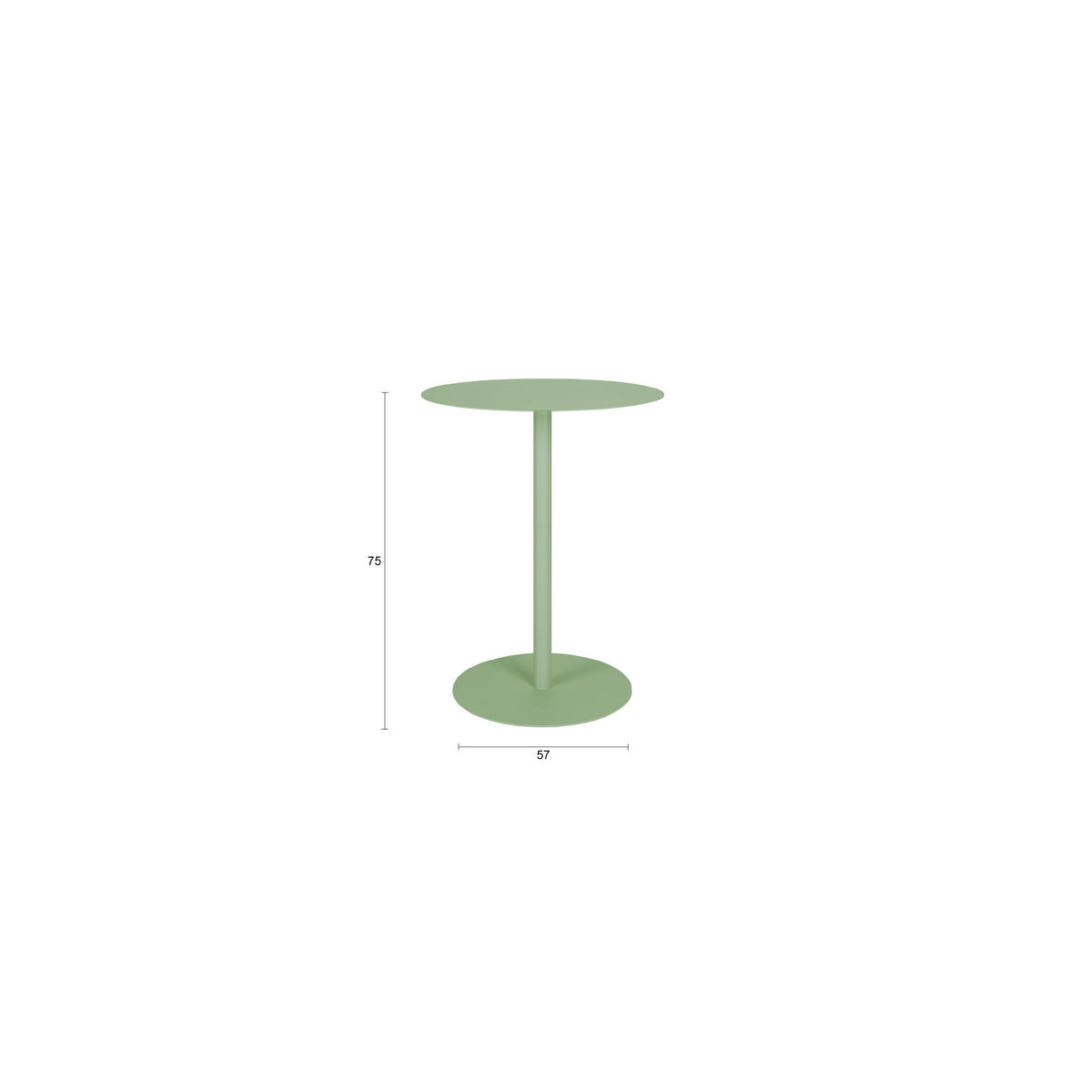 BISTROTISCH Snow Rund 57 cm Metall Grün - Grün, Metall (57/57/75cm) - Zuiver