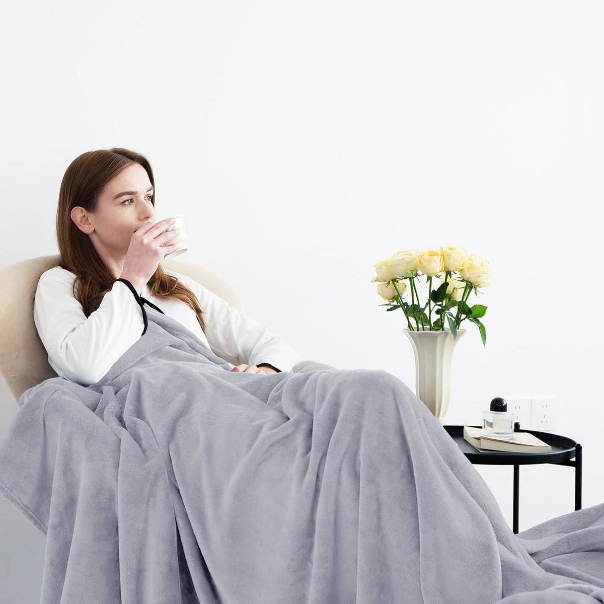 KUSCHELDECKE Flanell 220 x 240 cm Hellgrau - Grau, Textil (220/240cm)
