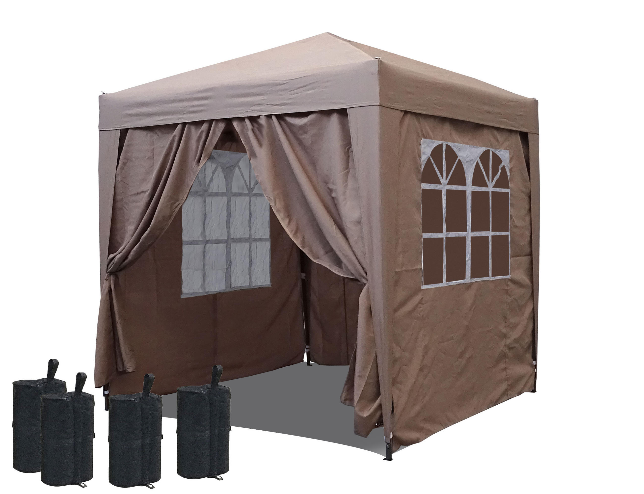 FALTPAVILLON 2,5x2,5m Graubeige inkl. 4 Fußgewichten - Beige, Metall (250/245/250cm) - QUICK STAR