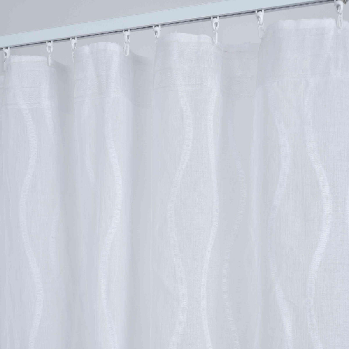 VORHANG VALENCIA HxB 245x140 cm Natur Waves - Weiß, Textil (145/245cm) - Gardinenbox