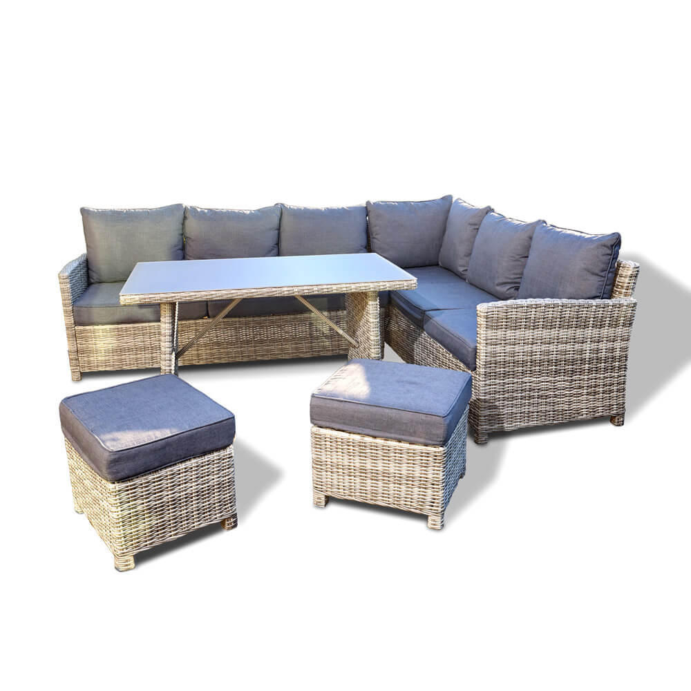 SITZGRUPPE BAHIA - Ausstattung: Ohne Regenabdeckung - Grau, Kunststoff/Textil - Home Deluxe